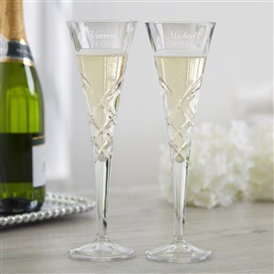 Engraved Crystal Champagne Flutes - Reed & Barton - 18260