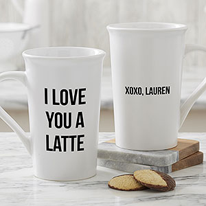 Personalized Latte Mugs - Add Any Text - 18543-U