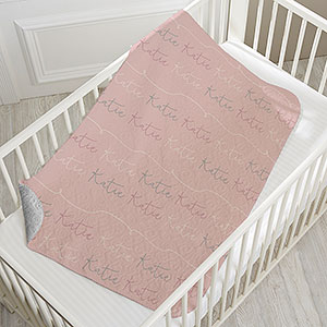 Modern Girl Name Personalized 30x40 Quilted Baby Blanket - 18669-SQ