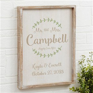 Mr  Mrs Personalized Whitewashed Frame Wall Art- 14x 18 - 19250-14x18