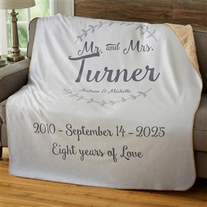 Mr.  Mrs. Personalized Wedding  Anniversary 50x60 Sherpa Blanket - 19268-S