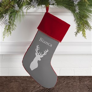 Winter Silhouette Personalized Burgundy Christmas Stockings - 19349