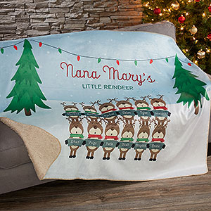 Reindeer Family Character Personalized 60x80 Sherpa Blanket - 19361-SL