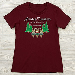 Reindeer Family Personalized Next Level Ladies Fitted Tee - 19379-NL
