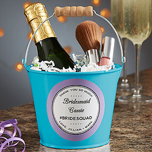 Wedding Party Favor Personalized Mini Metal Bucket-Turquoise - 19578-T