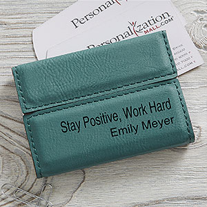 Personalized Teal Business Card Case - 19686-T