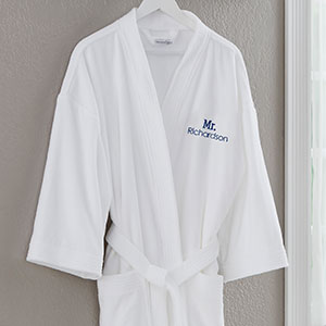 Mr. White Velour Personalized Robe - 20083-MR