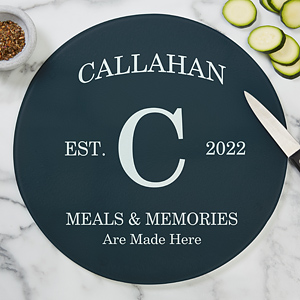 Family Kitchen Personalized Round Glass Cutting Board - 12 - 20470-12
