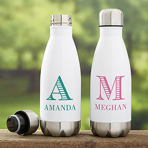 Striped Monogram Personalized Insulated 12 oz. Water Bottle - 21084-S