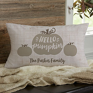 Hello Pumpkin Family Personalized Lumbar Throw Pillow - 21634-LB