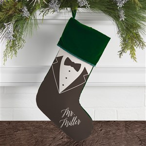 Bride  Groom Personalized Green Christmas Stockings - 21892-G