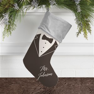 Bride  Groom Personalized Grey Christmas Stockings - 21892-GR