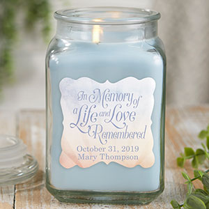 In Memory Personalized 18 oz. Linen Candle Jar - 21899-18CW