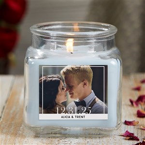 Our Wedding Photo Personalized 10 oz. Linen Candle Jar - 21920-10CW