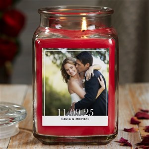 Our Wedding Photo Personalized 18 oz. Cinnamon Spice Candle Jar - 21920-18CS