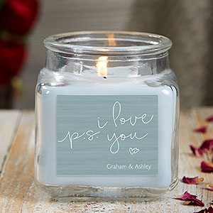 P.S. I Love You Personalized 10 oz. Linen Candle Jar - 21927-10CW