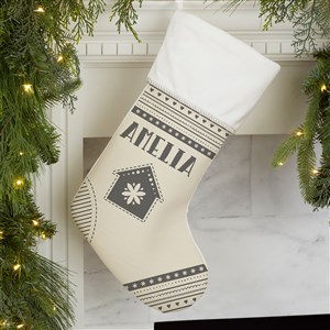 Nordic Noel Personalized Ivory Christmas Stocking - 24599-I