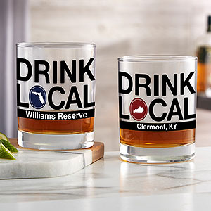 Drink Local Personalized 14 oz. Whiskey Glass - 24701-D