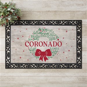 Merry Mistletoe Wreath Personalized Christmas Doormats - 20x35 - 24840-M