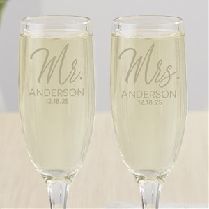 Stamped Elegance Personalized Wedding Champagne Flute Set - 25008