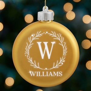 Family Initial Holiday Wreath Personalized LED Gold Glass Ornament - 25142-GD