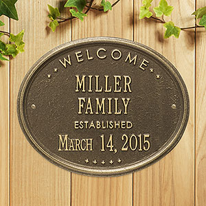 Established Family Welcome Personalized Plaque - Antique Brass - 25188D-AB