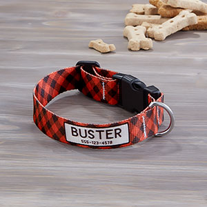 Pet Plaid Personalized Dog Collar - Small/Medium - 25535