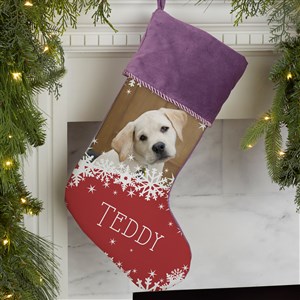 Snowflake Pet Personalized Purple Christmas Photo Stocking - 25658-P