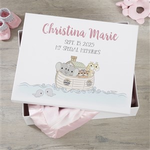 Precious Moments® Personalized Noahs Ark Baby Girl Keepsake Memory Box - 12x15 - 25775