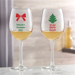 Choose Your Icon Personalized Christmas White Wine Glass - 25994-W