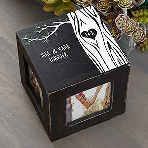 Carved In Love Personalized Photo Cube - Black - 26231-B