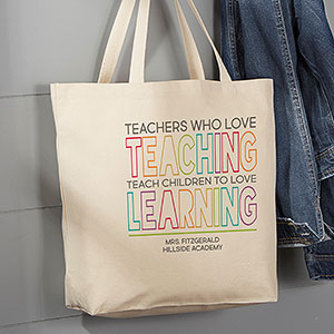 Teaching  Learning Personalized Canvas Tote Bag- 20 x 15 - 26293-L