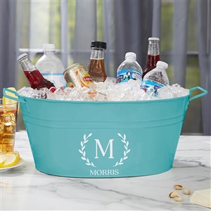 Laurel Initial Personalized Beverage Tub-Teal - 26443-T