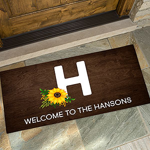 Summertime Sunflowers Personalized Oversized Monogram Doormat- 24x48 - 26463-O