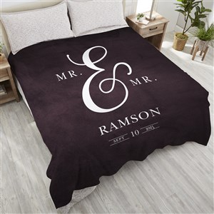 Moody Chic Personalized Wedding 90x90 Plush Queen Fleece Blanket - 26507-QU