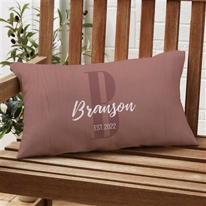 Farmhouse Initial Personalized Lumbar Outdoor Throw Pillow- 12” x 22” - 27482-LB