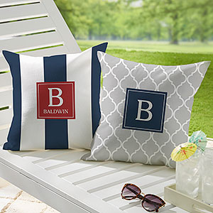 Coastal Chic Custom Pattern Personalized Outdoor Throw Pillow- 16”x 16” - 27512