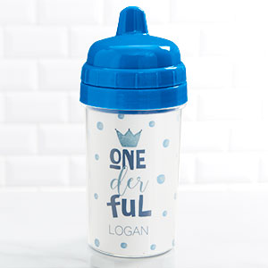 Onederful First Birthday Personalized Toddler 10 oz. Sippy Cup- Blue - 27637-B