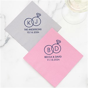 Wedding Rings Personalized Cocktail Napkin - 27979D