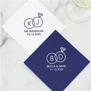 Wedding Rings Personalized Elegance Cocktail Napkin - 27985D
