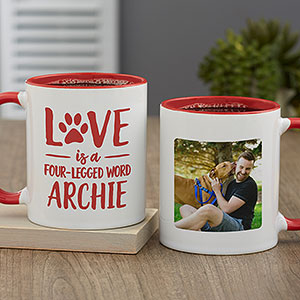 Love is a Four-Legged Word Personalized Coffee Mug 11 oz.- Red - 28215-R