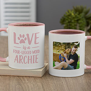 Love is a Four-Legged Word Personalized Coffee Mug 11 oz.- Pink - 28215-P