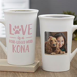 Love is a Four-Legged Word Personalized Latte Mug 16 oz.- White - 28215-U