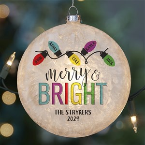 Merry  Bright Family Lightable Frosted Glass Ornament - 28347
