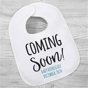 Coming Soon Pregnancy Announcement Personalized Baby Bib - 28793-B