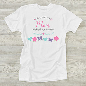 Mom Has All Our Hearts Personalized Hanes Ladies T-Shirt - 28878-T