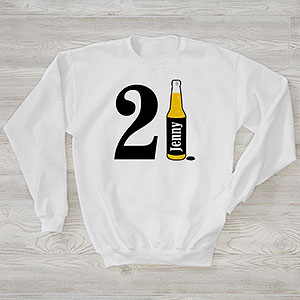 21st Birthday Personalized Hanes Adult Crewneck Sweatshirt - 29940-WS