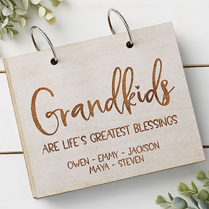 Grandkids Personalized Wood Photo Album - Whitewash - 30052-W