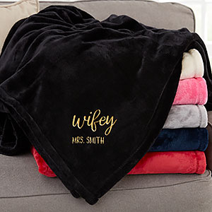 Wifey  Hubby  Personalized 50x60 Black Fleece Blanket - 30080-SB