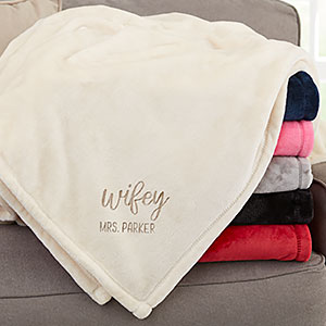 Wifey  Hubby Personalized 50x60 Beige Fleece Blanket - 30080-SI